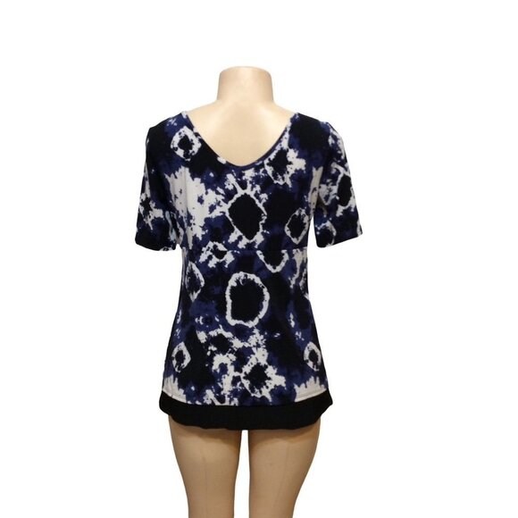 NEW Direction Short Sleeve Top  Small Black White Blue   Polyester/Spandex - Picture 3 of 4